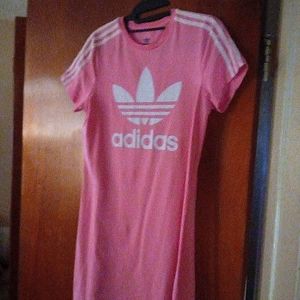 Pink w/white stripes Adidas dress..